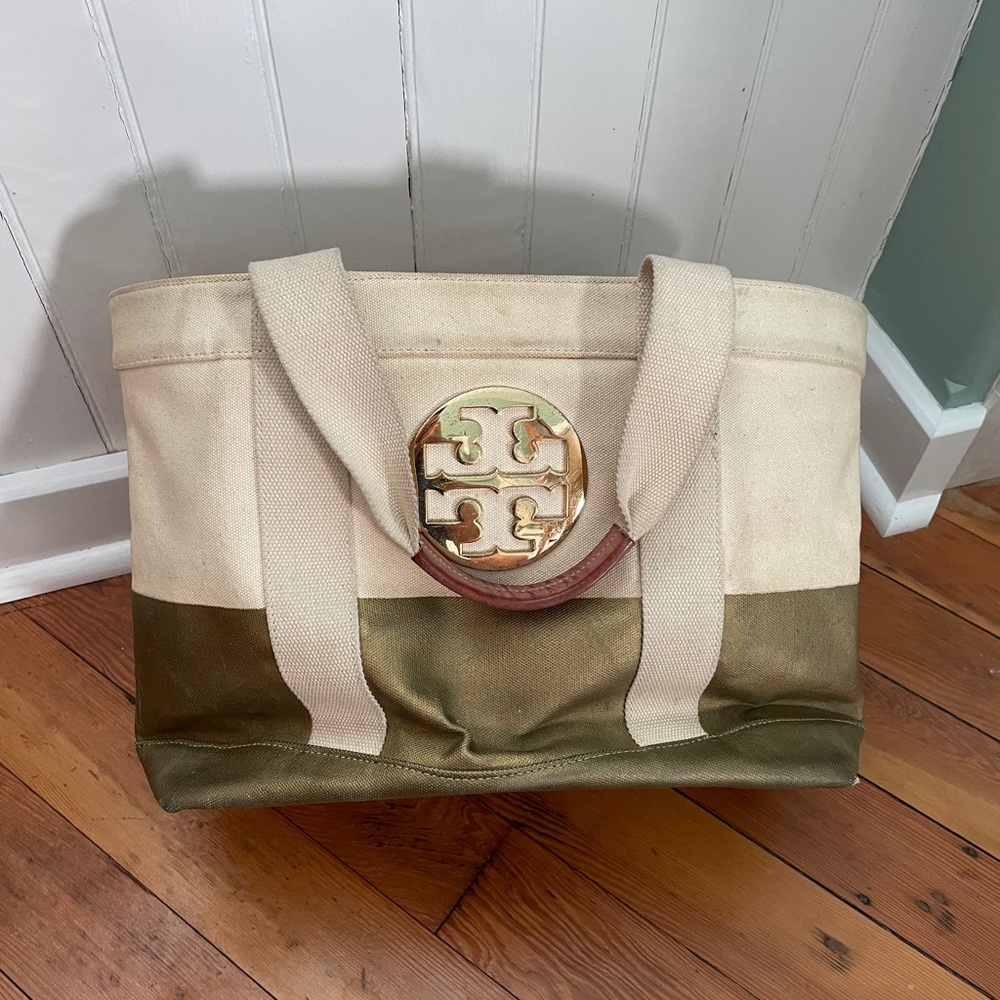 Tory Burch Metallic Gold Dipped Tote - image 1